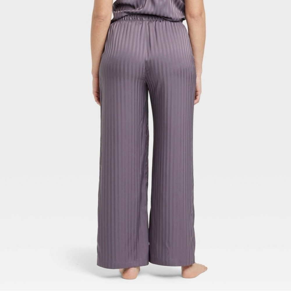 Women's Luxury Collection Shadow Striped Satin Pajama Pants-Auden Deep Purple XS - Picture 3 of 7